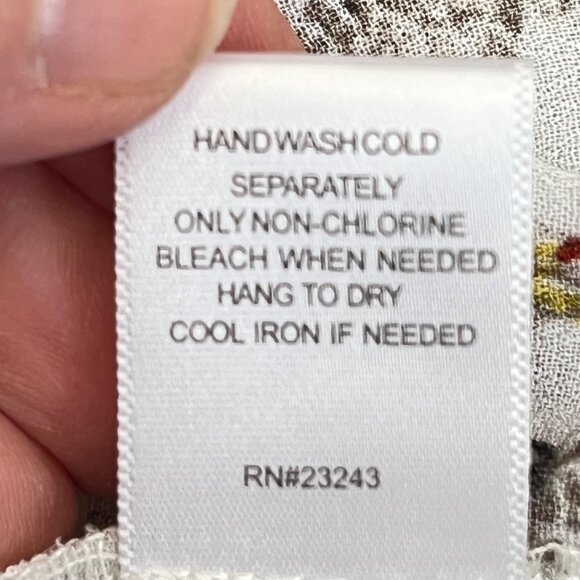 New York &‎ Company Womens Cockatoo Parrot Print Blouse Long Sleeve Peasant Sz S - Picture 9 of 10